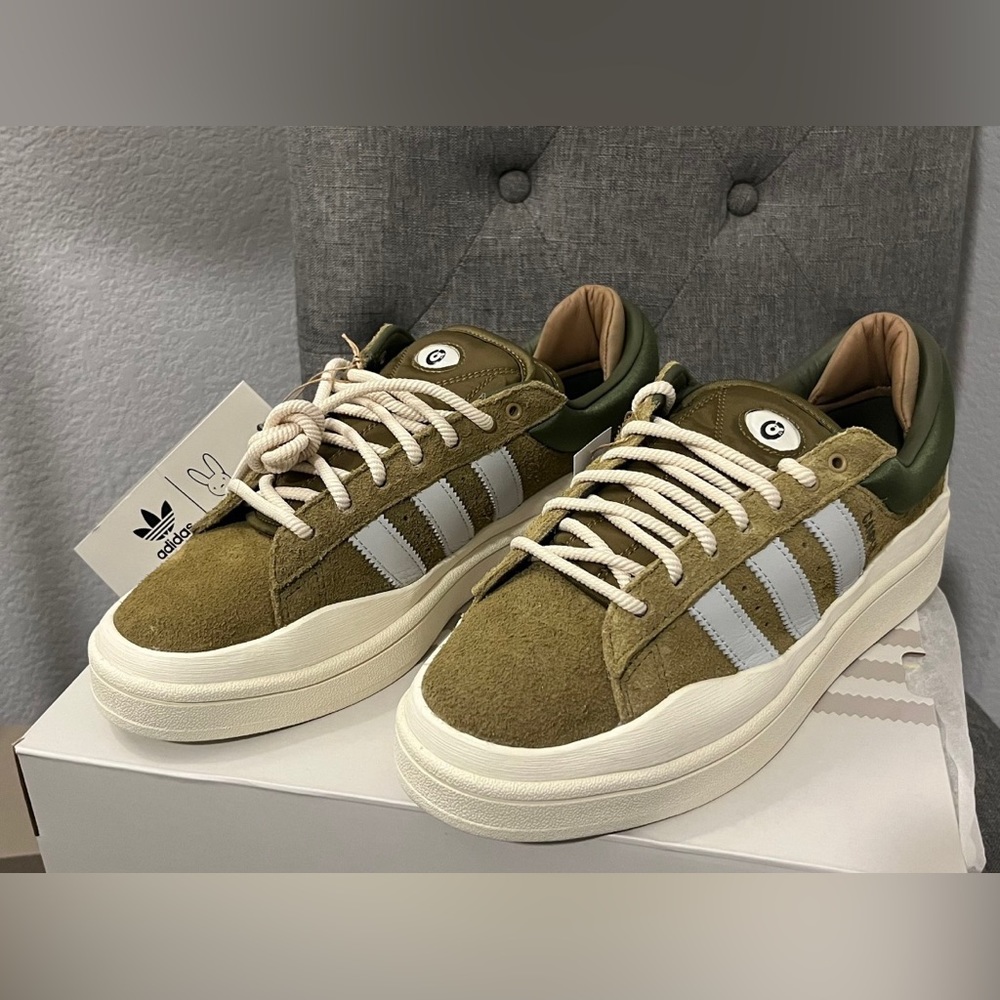 Size 9 Men, 10 Women - Adidas Campus Light x Bad Bunny Low Wild Mild Moss